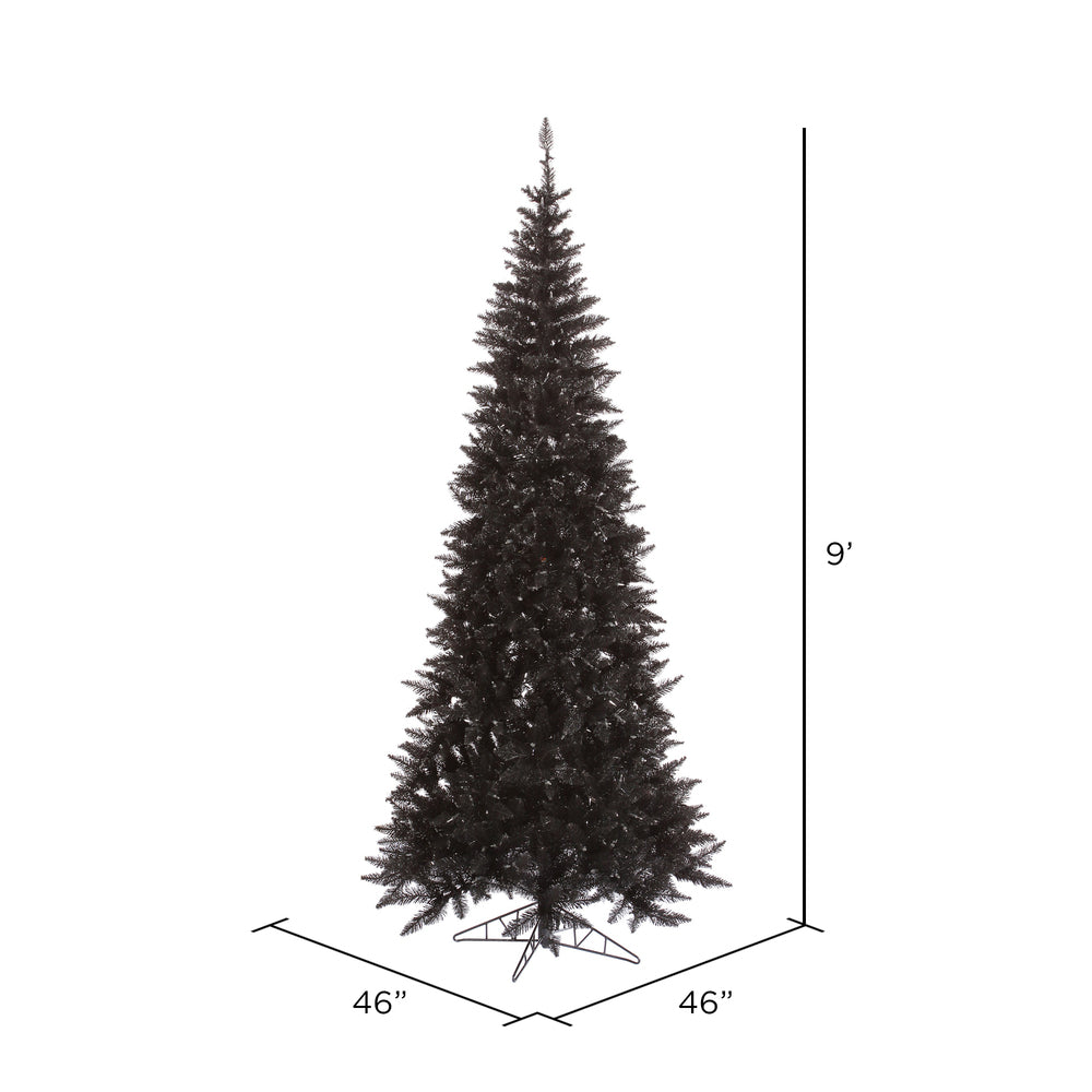 Vickerman 9' Black Fir Slim Artificial Christmas Tree Unlit