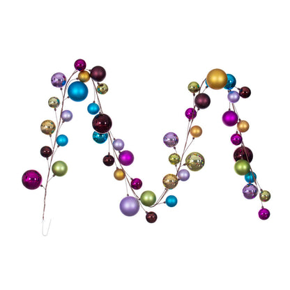 Vickerman 10' Multi-Colored Assorted Finish Branch Ball Ornament Garland.