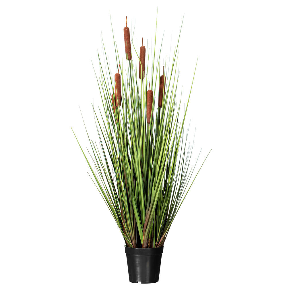 Vickerman 36" Artificial Potted Green Straight Gras and Cattails.