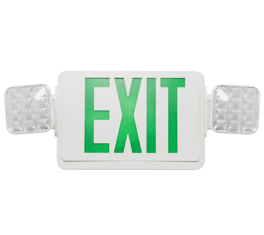 Westgate Nema 4X Rated LED Exit & Emergency Combo, Double, Green, 6V, 12W, White, LED Exit & Emergency Lighting, 3.6W Per Head