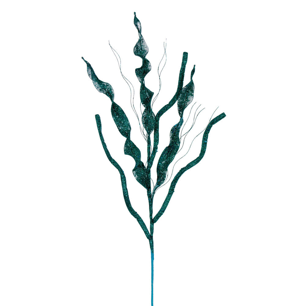 Vickerman 34" Teal Multi Spiral Glitter Spray 4 per bag.
