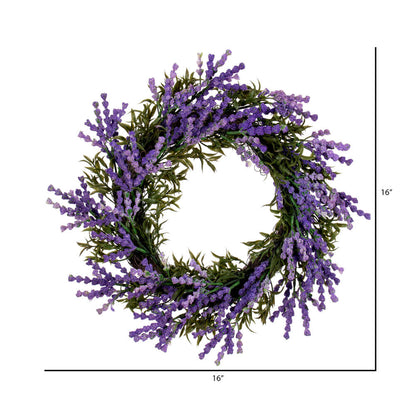 Vickerman 16" Purple Artificial Lavender Wreath.