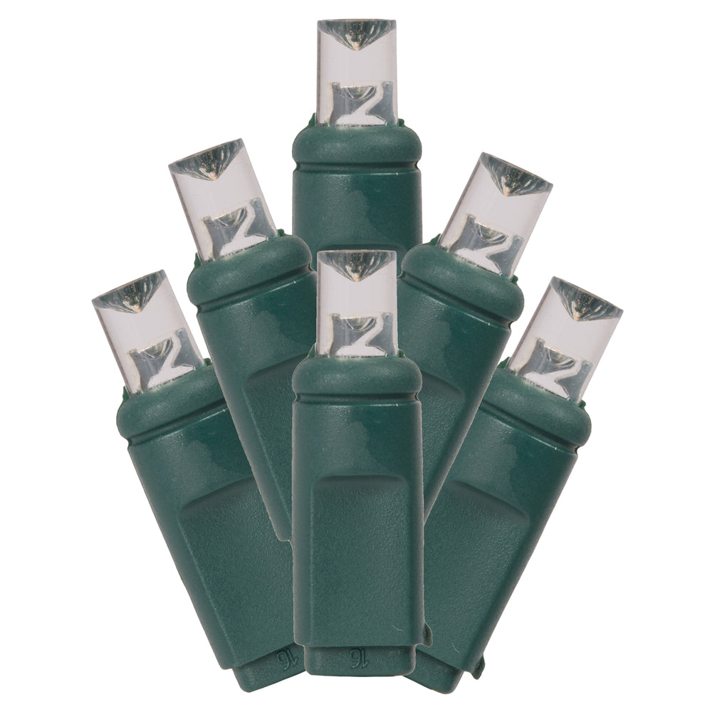 Vickerman 16' Warm White Single Mold Wide Angle LED Christmas light set Green Wire
