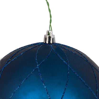 Vickerman 6" Midnight Blue Matte and Glitter Swirl Ball Ornament 3 per Box