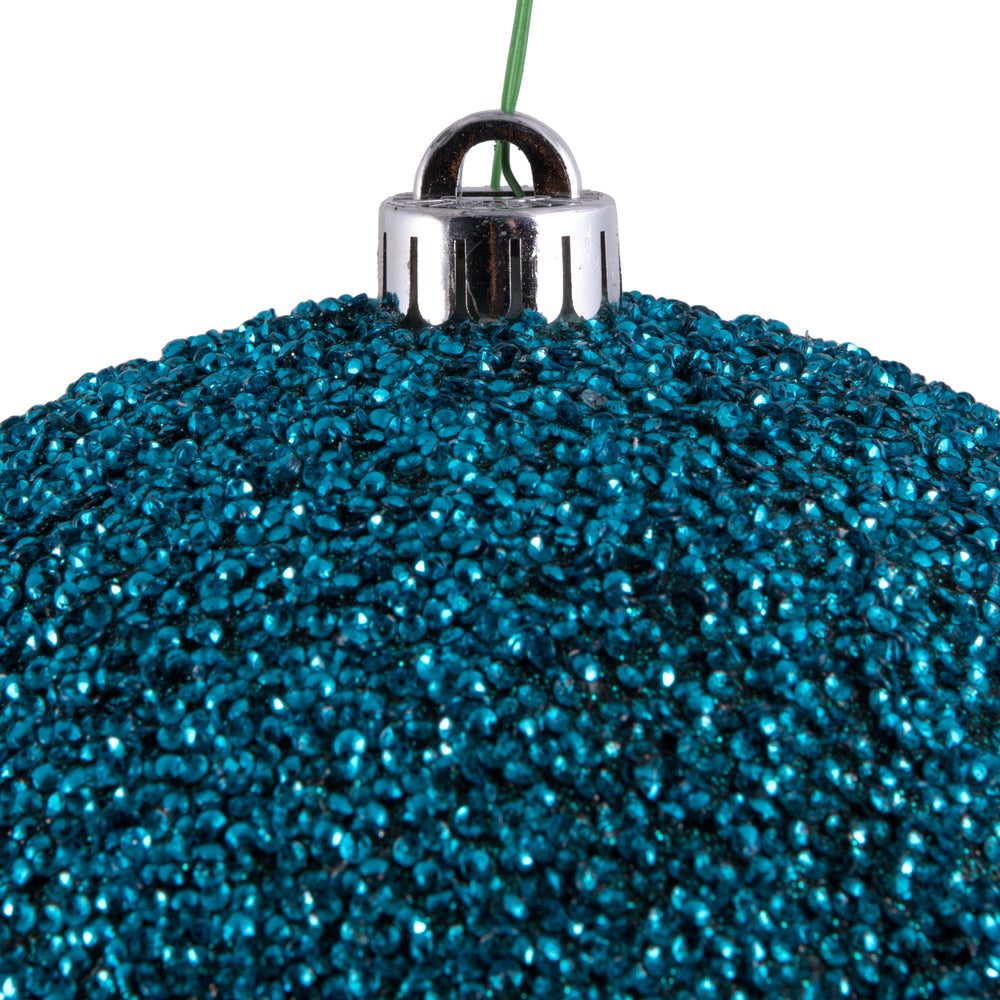 Vickerman 8" Sea Blue Beaded Ball Ornament 2 per Bag