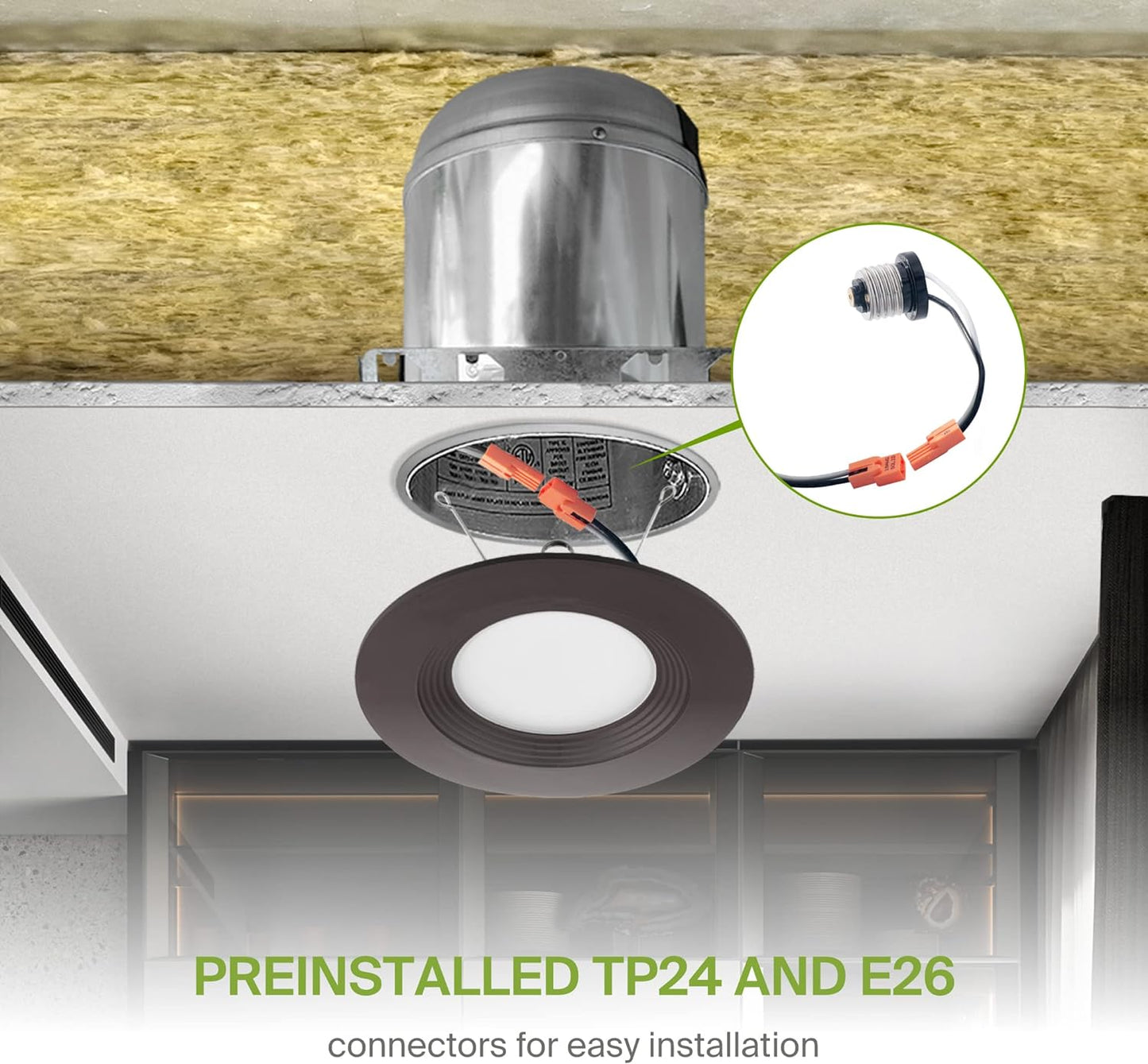 ASD Lighting LED Round Downlight Retrofit Kit 5'' and 6" 12W 120V CCT Selectable 2700/3000/3500/4000/5000K Dimmable PC, Baffle Trim, Oil Rubbed Bronze UL 6pack