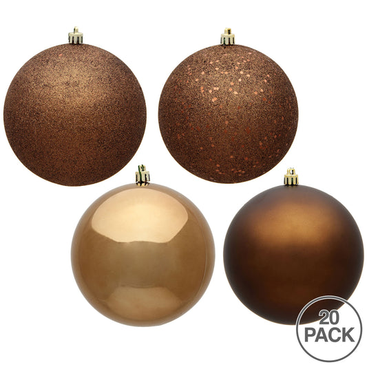 Vickerman 2.75" Mocha 4-Finish Ball Ornament Assortment 20 per Box