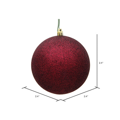 Vickerman 2.4" Burgundy Glitter Ball Ornament 24 per Bag