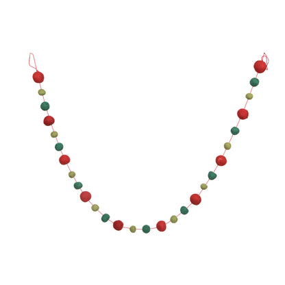 Vickerman 6' Red Lime and Green Wool Pom Pom Garland