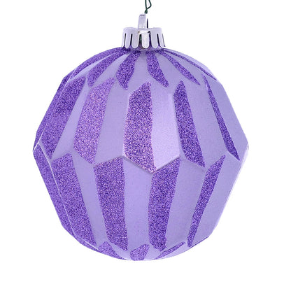 Vickerman 5" Lavender Glitter Faceted Ball Ornament 3 per Bag