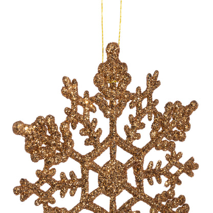 Vickerman 4" Rose Gold Glitter Snowflake Christmas Ornament 24 per Box