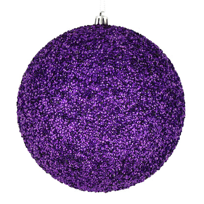 Vickerman 6" Plum Beaded Ball Ornament 4 per Bag