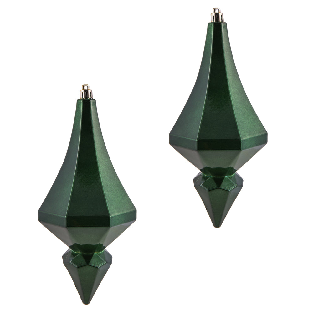 Vickerman 8" Emerald Candy Finish Diamond Finial Ornament Pack of 2