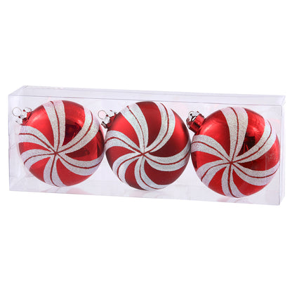 Vickerman 3.75" Candy Cane Flat Ball Ornament 3 per Box