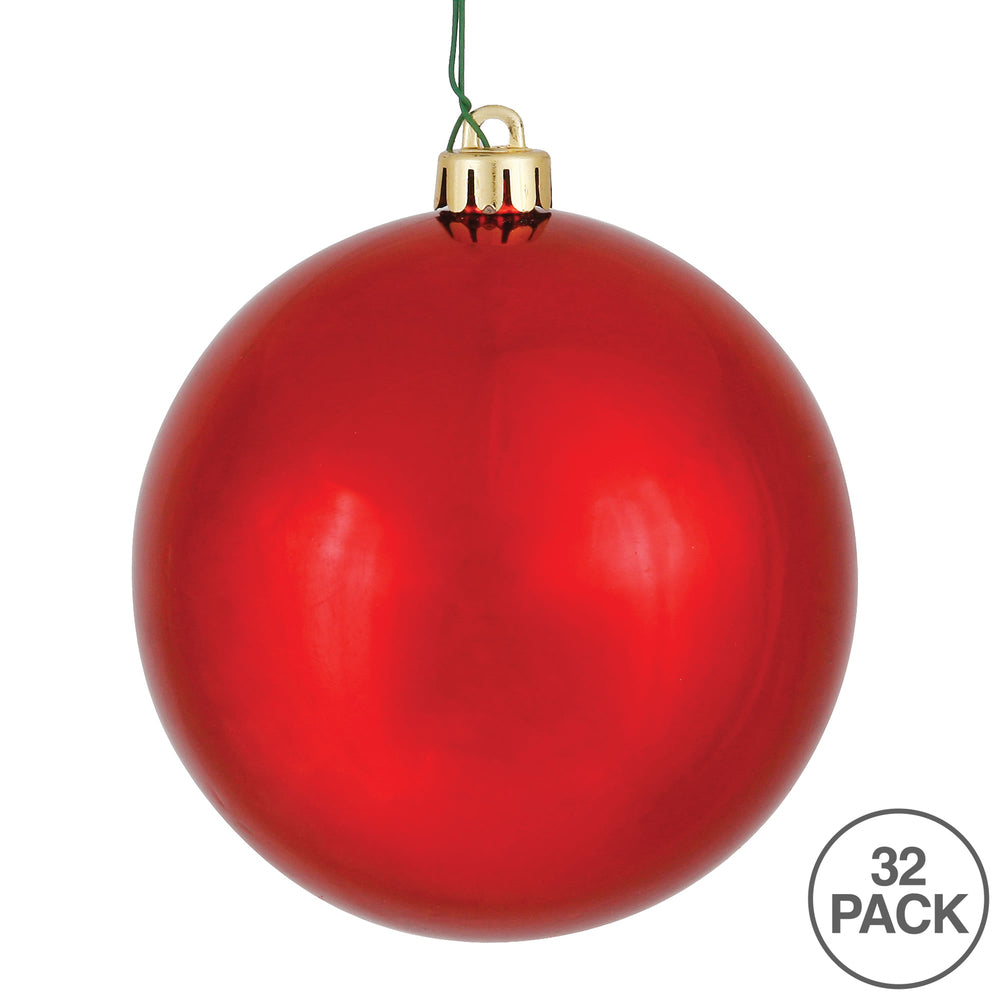 Vickerman 3" Christmas Red Shiny Ball Ornament 32 per Box