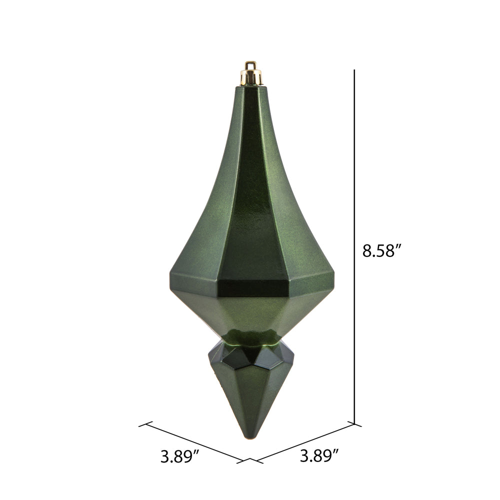 Vickerman 8" Moss Green Candy Finish Diamond Finial Ornament Pack of 2