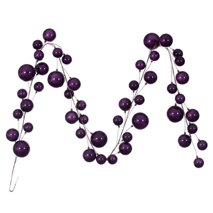 Vickerman 10' Plum Pearl Branch Ball Wire Garland.