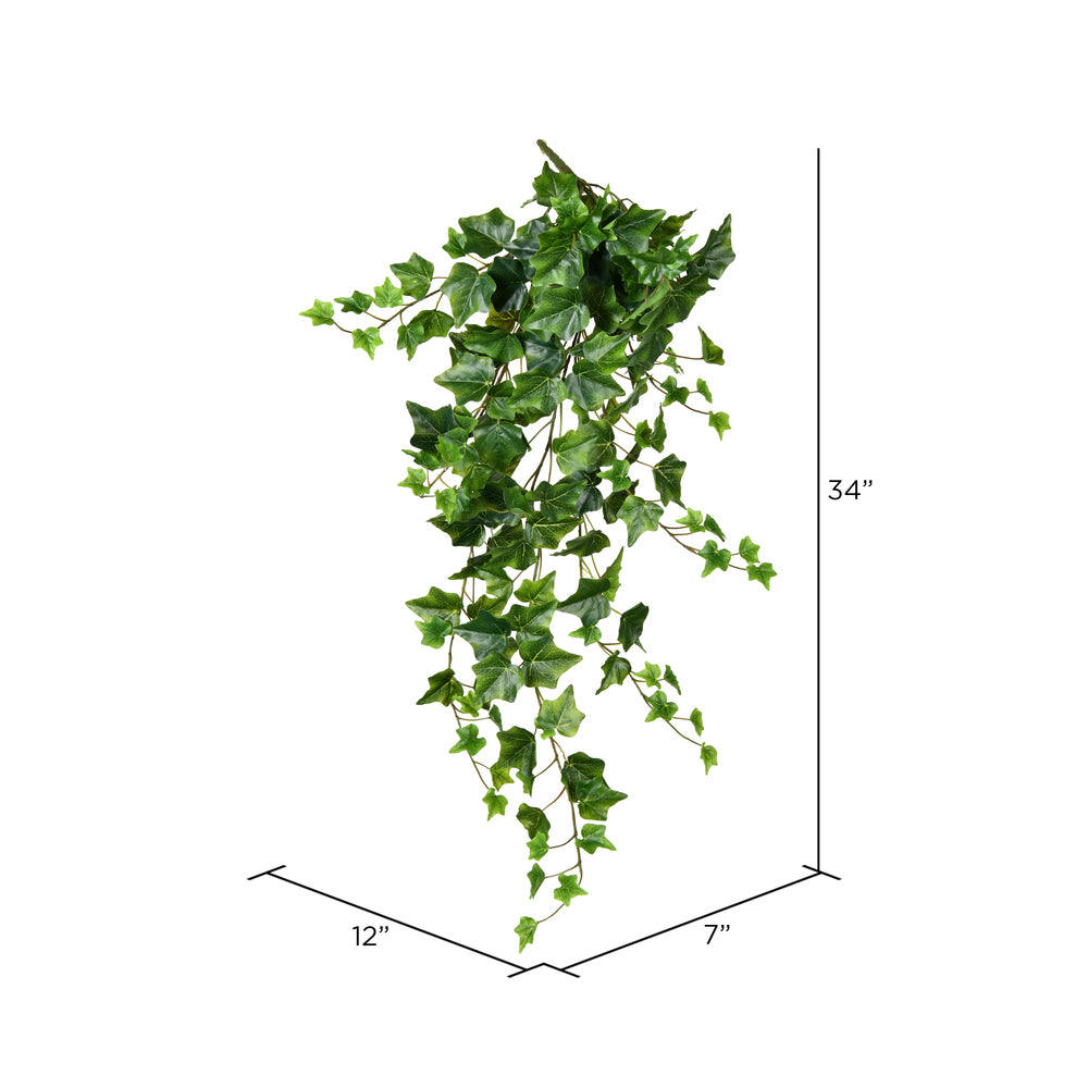 Vickerman 34" Artificial Green Ivy Hanging Bush.