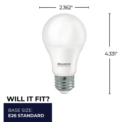 Bulbrite 774281 LED Filament 9 Watt A19 Light Bulb with a Frost Finish and a Medium Screw (E26) Base - 3000K (Soft White Light) 800 Lumens