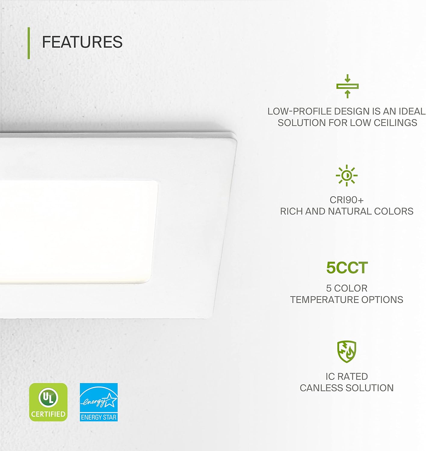ASD Lighting LED Recessed Mini Panel Square 3inch 6W 120V Triac 2700/3000/3500/4000/5000K White UL Energy Star 6 pack