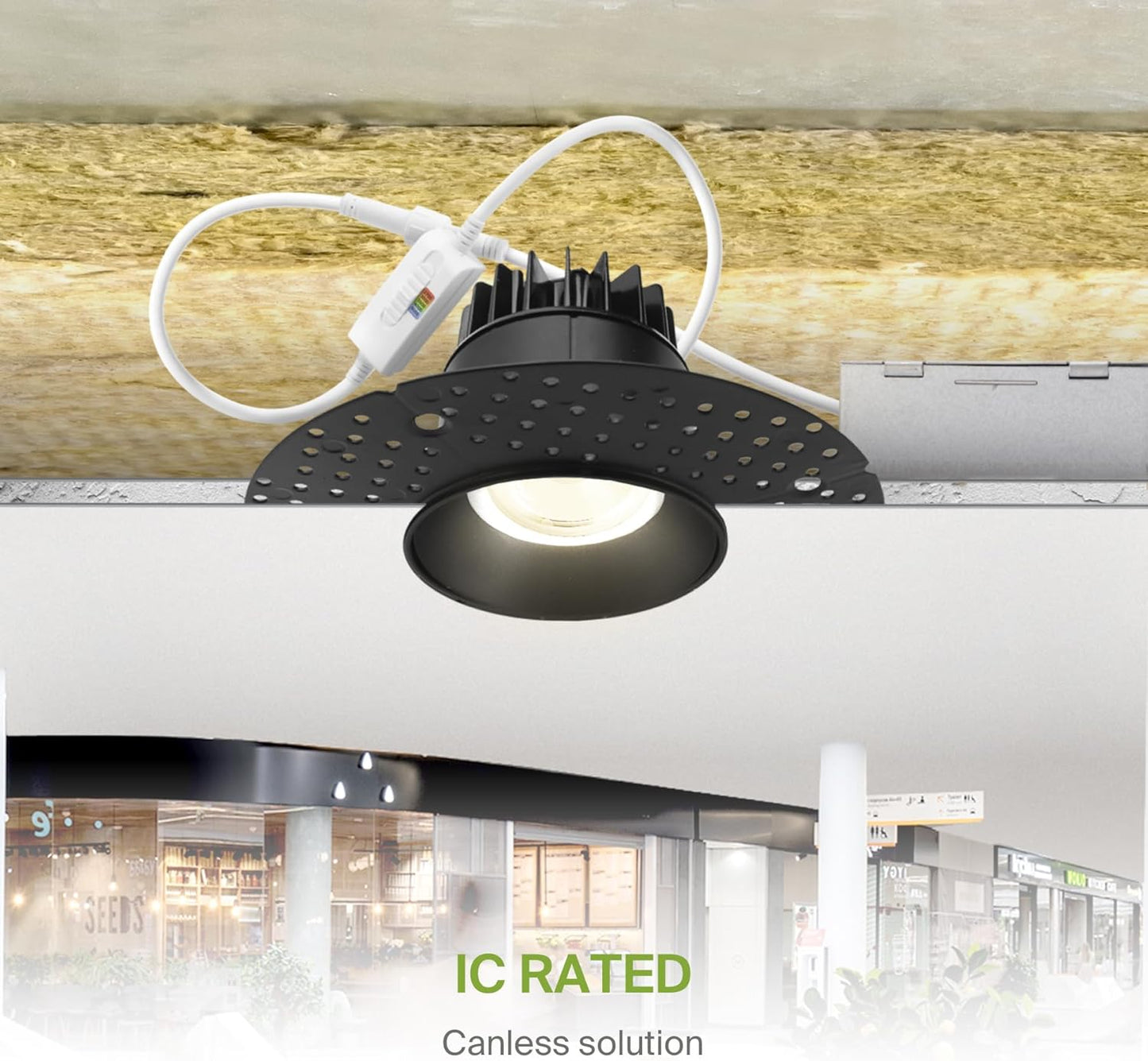 ASD Lighting LED Trimless Downlight Round 3.5inch 12W 120V Triac 2700/3000/3500/4000/5000K Black ETL Energy Star