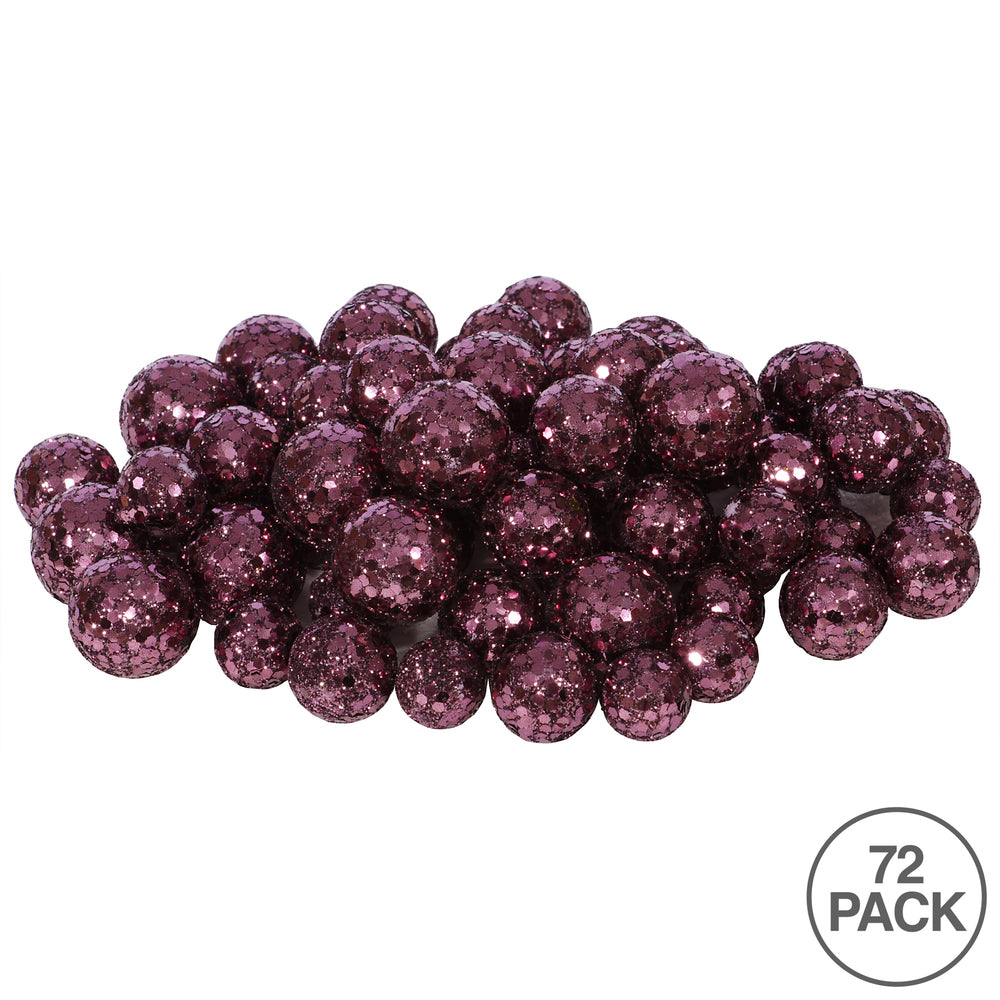 Vickerman 20MM/25MM/30MM Mauve Glitter Polystyrene Ball Christmas Ornament 72 per Bag
