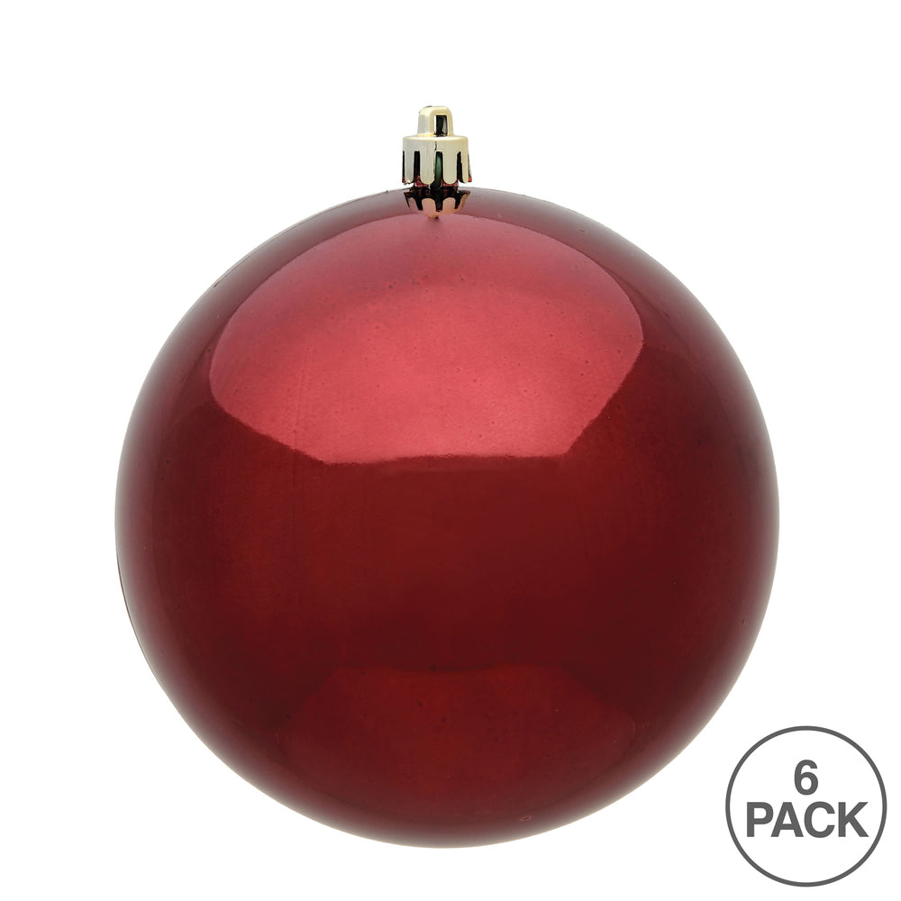 Vickerman 4" Burgundy Shiny Ball Ornament 6 per Bag