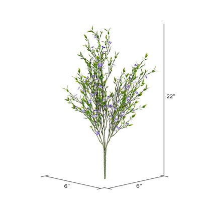 Vickerman 22" Artificial UV Coated Bush with Mini Purple Flowers and Greenery.