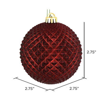 Vickerman 2.75" Burgundy Durian Glitter Ball Ornament 12 per Bag