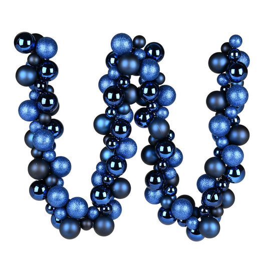 Vickerman 6' Midnight Blue Assorted Ornament Ball Christmas Garland