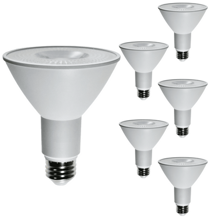 Damar PAR30 LED Long Neck Flood Light Bulb 8W 800 Lumen E26 Medium Base 3500K Neutral White Ideal for Track & Recessed Spot Light Bulbs 120V 40° Beam Angle White Finish Pack of 6