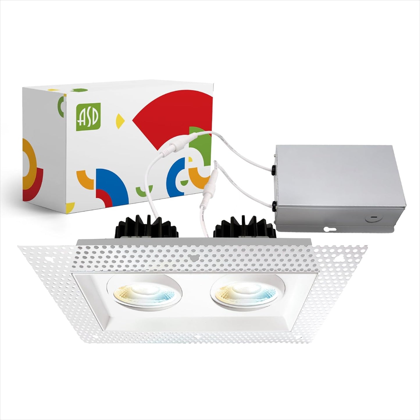 ASD Lighting LED Trimless Combo Downlight 2 heads 3.5inch 30W 120V Triac 2700/3000/3500/4000/5000K White ETL