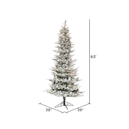 Vickerman 6.5' x 39" Flocked Kiana Artificial Christmas Tree with Warm White LED Lights.