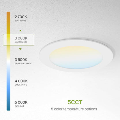 ASD Lighting LED Recessed Mini Panel Fire Rated Round 6inch 15W 120V Triac 2700/3000/3500/4000/5000K White ETL Energy Star