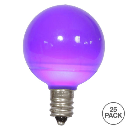 Vickerman G40 Purple Ceramic LED Nickel Base Bulb E12 120V  .6 Watts  Dimmable 25 Bulbs per Pack