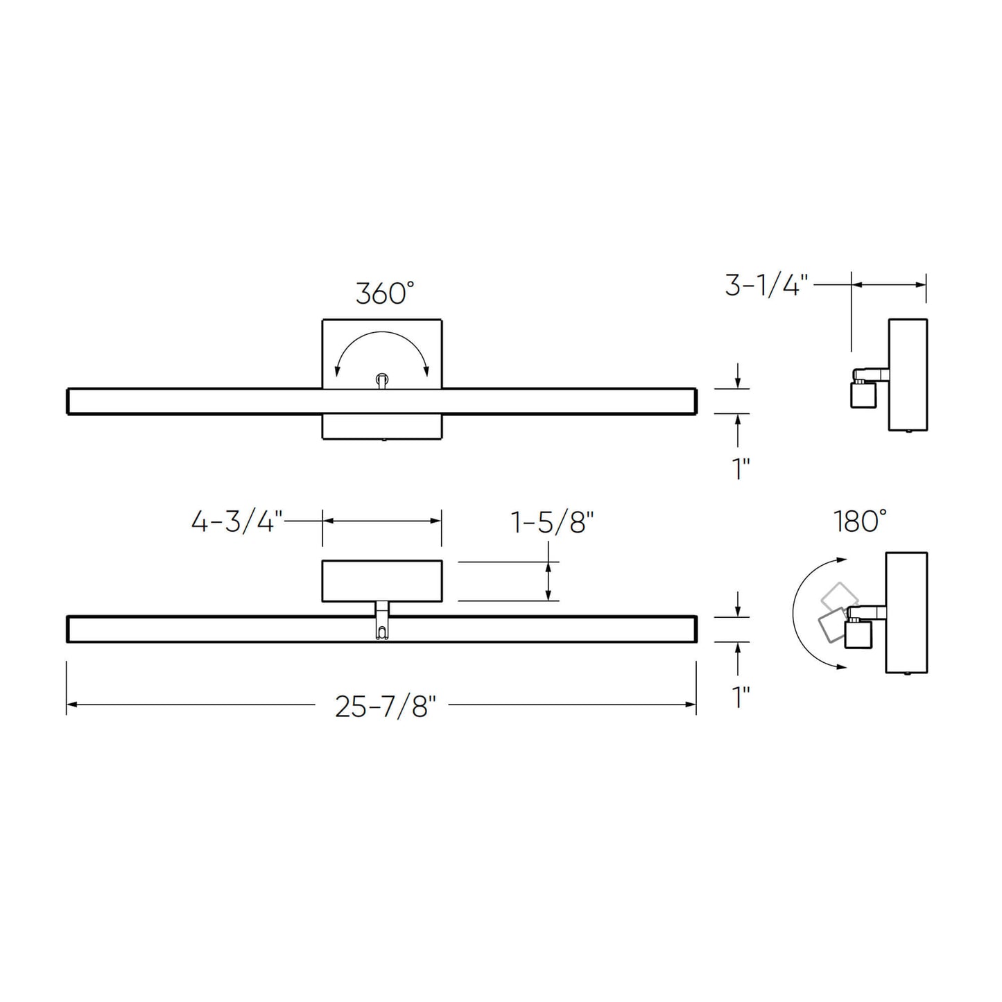 Dals Lighting 24"/36" Linear Swivel Vanity Sconce - 5CCT Selectable - 120V