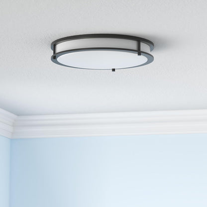 ASD LED Double Ring Flushmount 16" 24W 120V CCT Selectable 3000/4000/5000K Dimmable Black ETL Energy Star