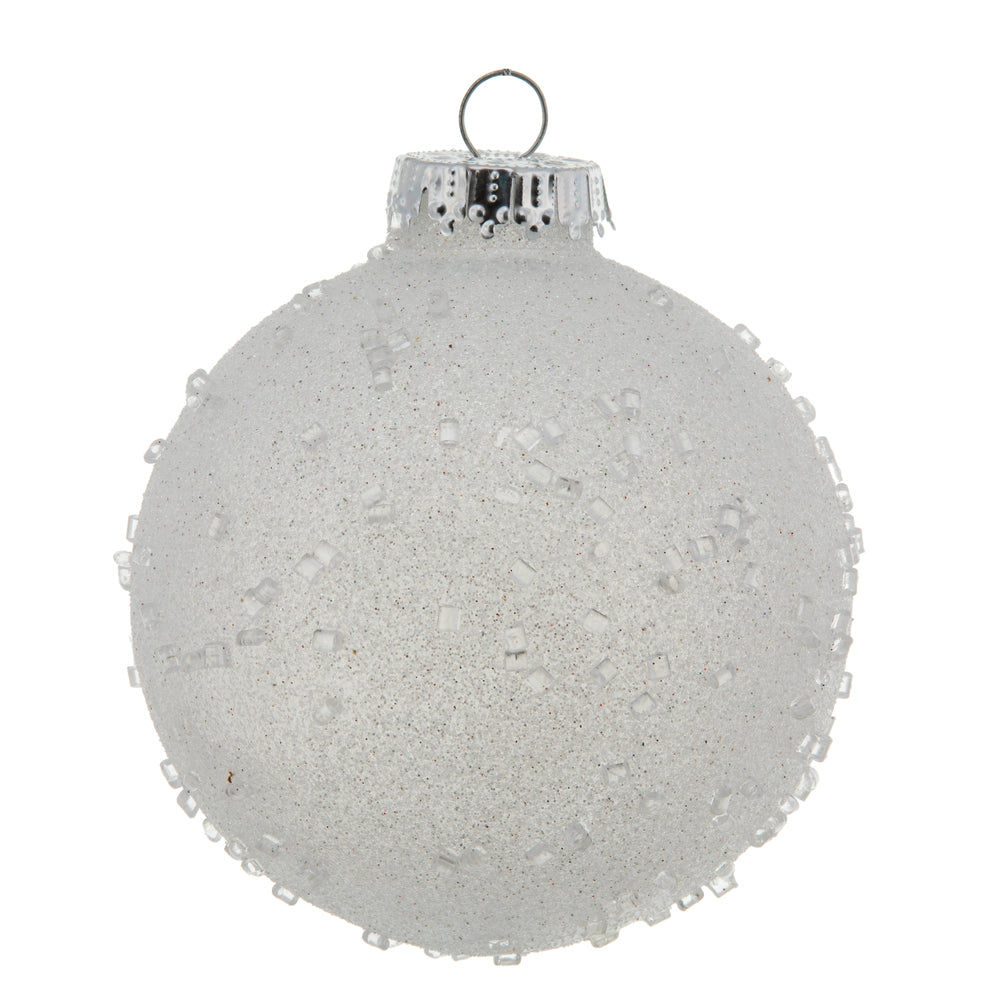 Vickerman 4" White Ice Ball Ornament 6 per Bag