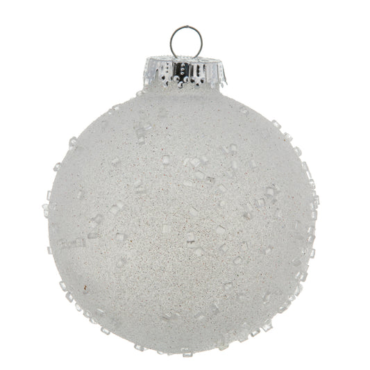 Vickerman 4" White Ice Ball Ornament 6 per Bag