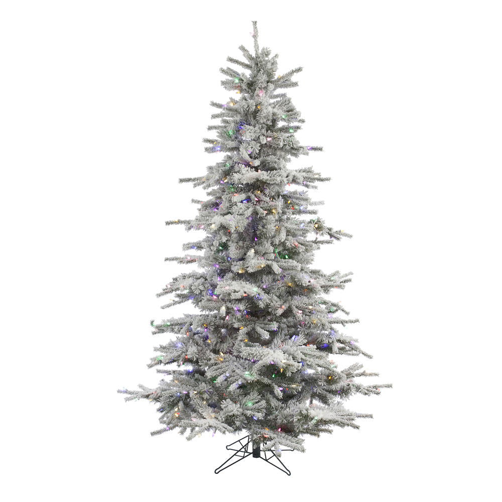 Vickerman 12' Flocked Sierra Fir Artificial Christmas Tree Multi-Colored LED Dura-Lit lights