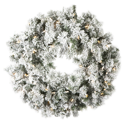 Vickerman 30" Flocked Kiana Artificial Christmas Wreath Warm White Dura-Lit® LED Mini Lights