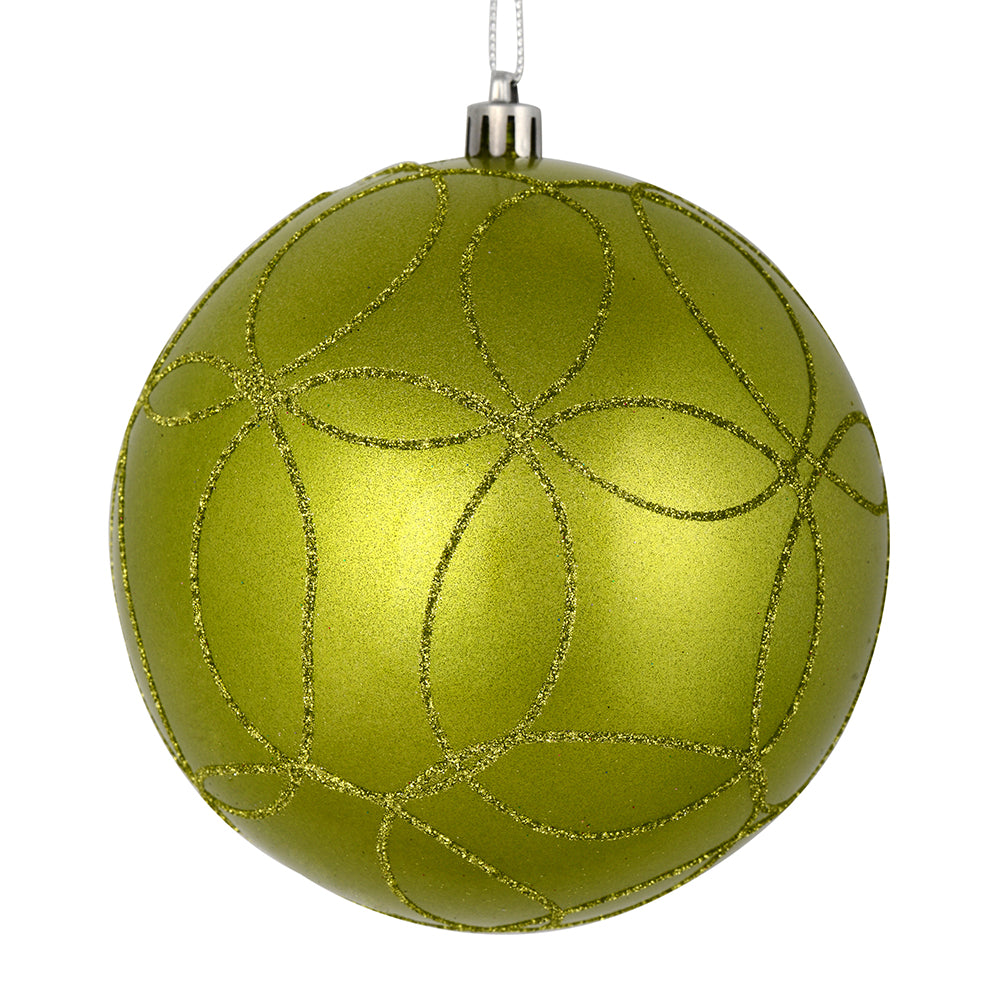 Vickerman 6" Lime Candy Ornament with Circle Glitter Pattern 3 per Bag