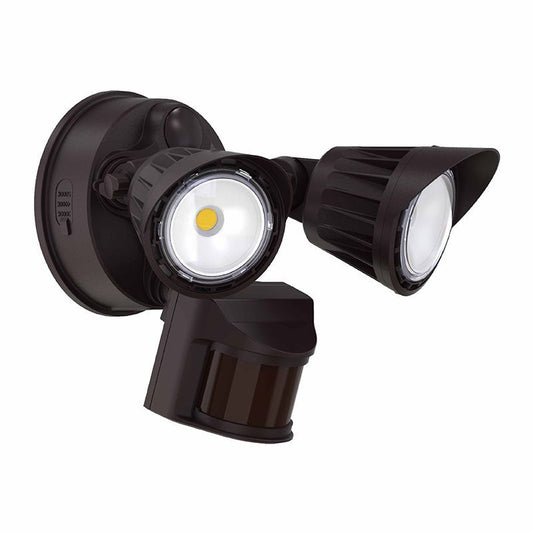 Westgate LED Security Lights With PIR Sensor, 120VAC, 180° Sensor, 100° Beam Angle (120° 28W) 80% Dim (Or Off) When No Motion Detected, Outdoor Lighting, 20W, 1900 Lumens, 5000K, Bronze Finish, 0% Dim (Or Off) When Motion Detected