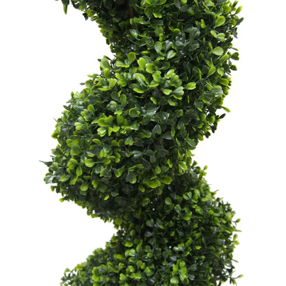 Vickerman 5' Artificial Potted Green Boxwood Spiral Tree.