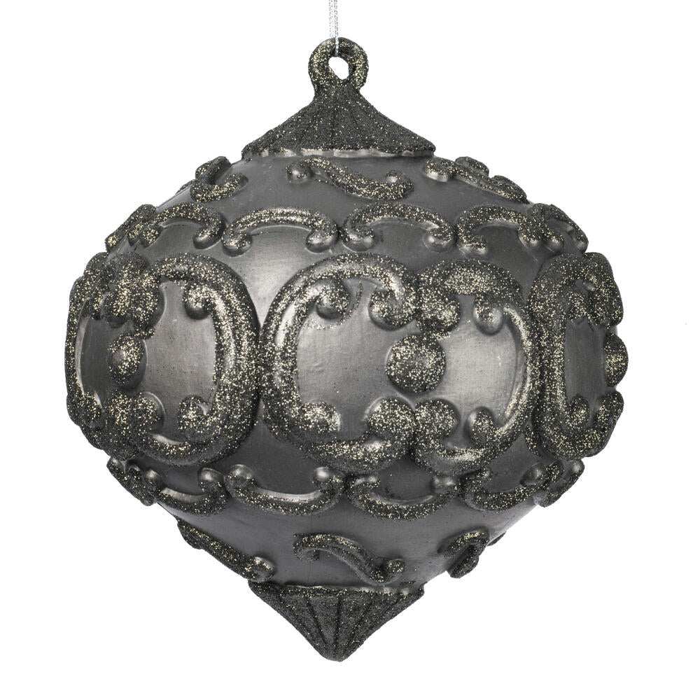 Vickerman 6" Gunmetal Antique Glitter Christmas Ornament