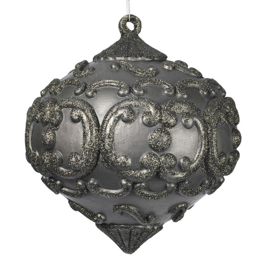 Vickerman 6" Gunmetal Antique Glitter Christmas Ornament