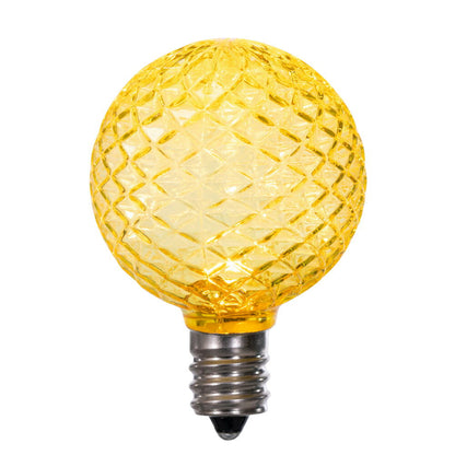 Vickerman G40 LED Yellow Bulb E12 Nickel Base120V .6 Watts package of 25