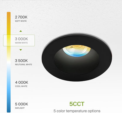 ASD Lighting LED Downlight Round 2inch 15W 120V Triac 2700/3000/3500/4000/5000K Black ETL Energy Star