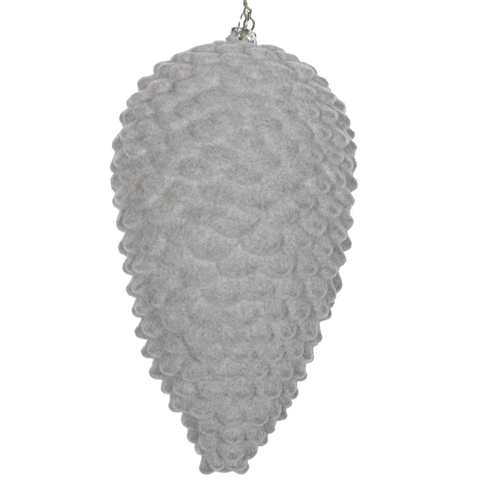 Vickerman 7" Silver Flocked Pinecone Christmas Ornament Pack of 2