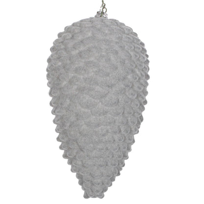 Vickerman 7" Silver Flocked Pinecone Christmas Ornament Pack of 2